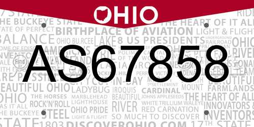 AS67858 Ohio License Plate