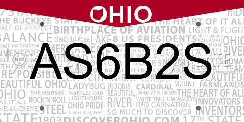 AS6B2S Ohio License Plate