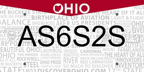AS6S2S Ohio License Plate