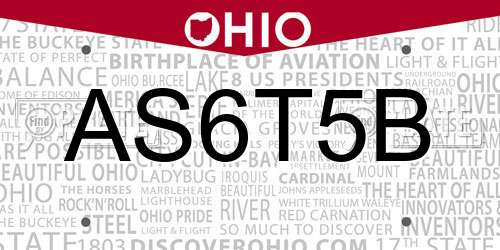 AS6T5B Ohio License Plate