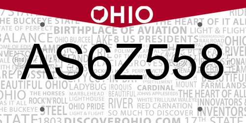 AS6Z558 Ohio License Plate