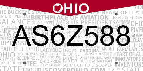 AS6Z588 Ohio License Plate