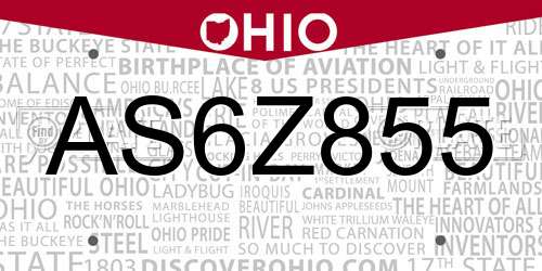 AS6Z855 Ohio License Plate