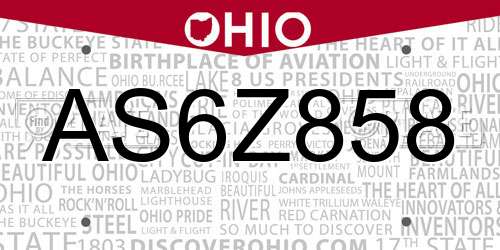 AS6Z858 Ohio License Plate