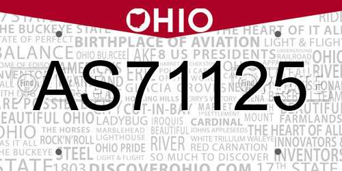AS71125 Ohio License Plate