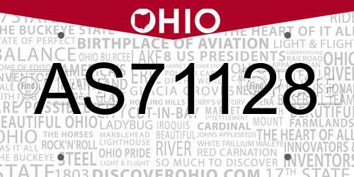 AS71128 Ohio License Plate