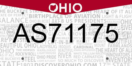 AS71175 Ohio License Plate