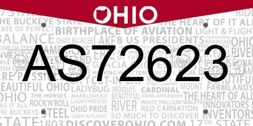 AS72623 Ohio License Plate