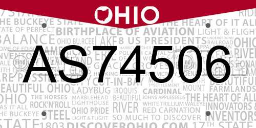 AS74506 Ohio License Plate