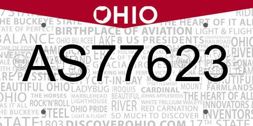 AS77623 Ohio License Plate