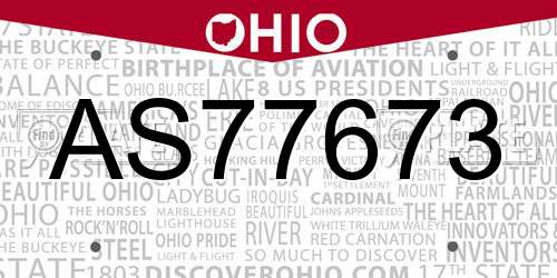 AS77673 Ohio License Plate