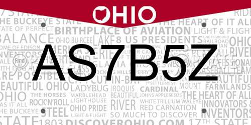 AS7B5Z Ohio License Plate