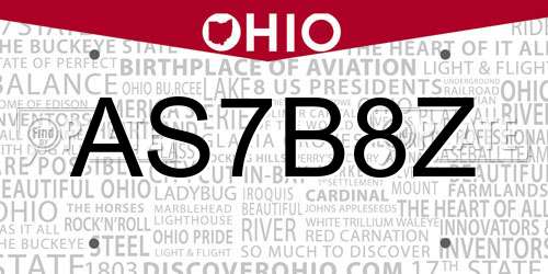 AS7B8Z Ohio License Plate