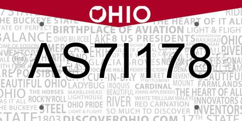 AS7I178 Ohio License Plate