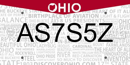 AS7S5Z Ohio License Plate