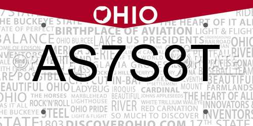AS7S8T Ohio License Plate