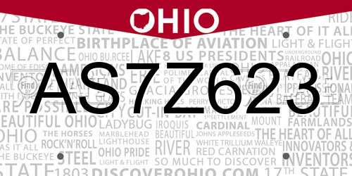 AS7Z623 Ohio License Plate
