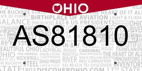AS81810 Ohio License Plate