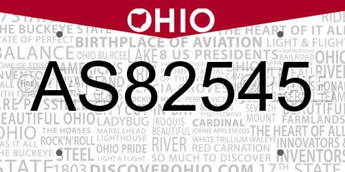 AS82545 Ohio License Plate