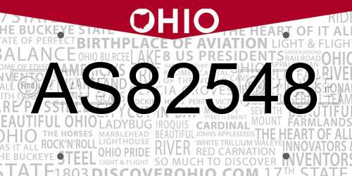 AS82548 Ohio License Plate