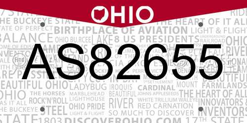 AS82655 Ohio License Plate