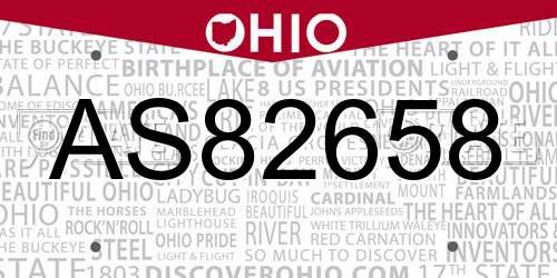 AS82658 Ohio License Plate