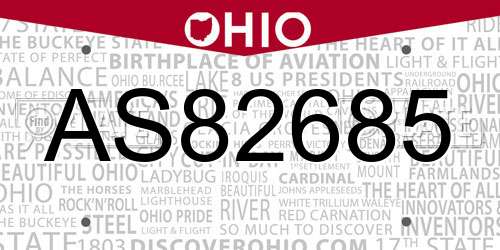 AS82685 Ohio License Plate
