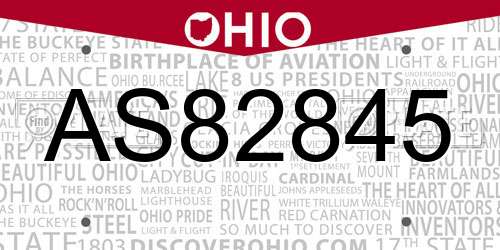 AS82845 Ohio License Plate
