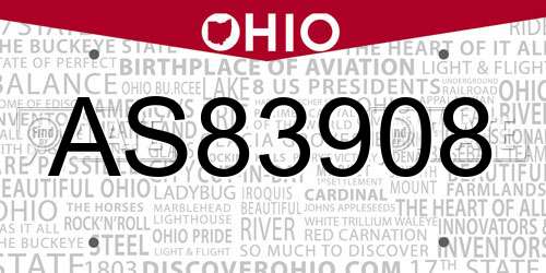 AS83908 Ohio License Plate