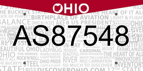 AS87548 Ohio License Plate