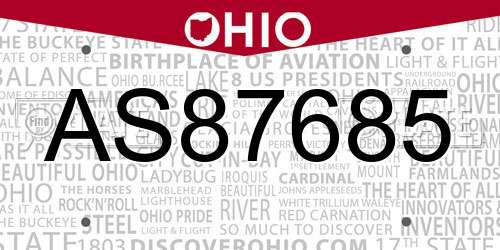AS87685 Ohio License Plate
