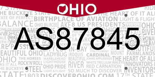 AS87845 Ohio License Plate