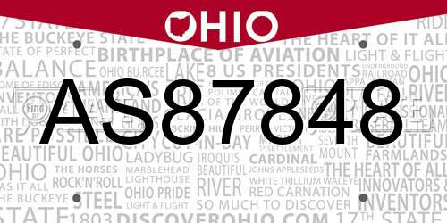 AS87848 Ohio License Plate