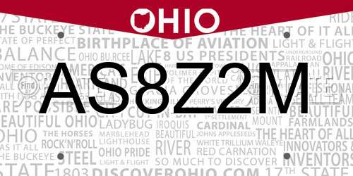 AS8Z2M Ohio License Plate