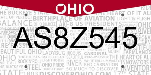 AS8Z545 Ohio License Plate