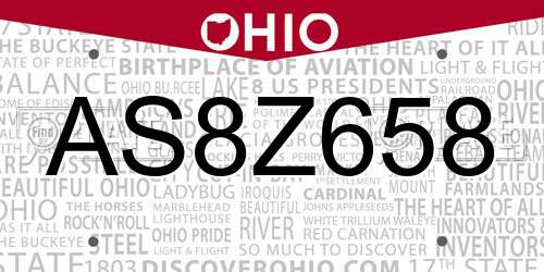 AS8Z658 Ohio License Plate