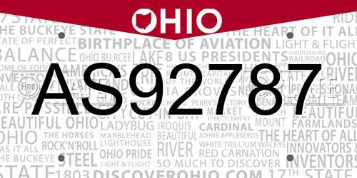 AS92787 Ohio License Plate