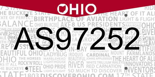 AS97252 Ohio License Plate