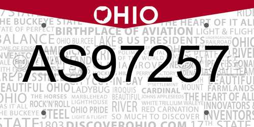 AS97257 Ohio License Plate