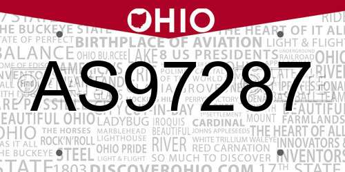AS97287 Ohio License Plate