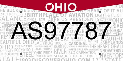 AS97787 Ohio License Plate