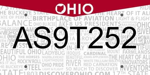 AS9T252 Ohio License Plate