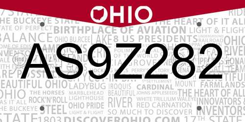 AS9Z282 Ohio License Plate