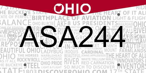 ASA244 Ohio License Plate