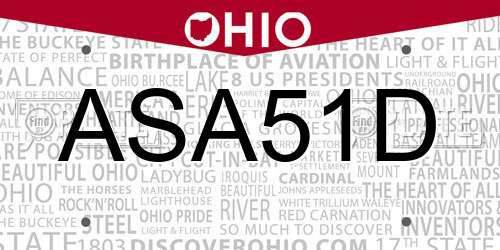 ASA51D Ohio License Plate