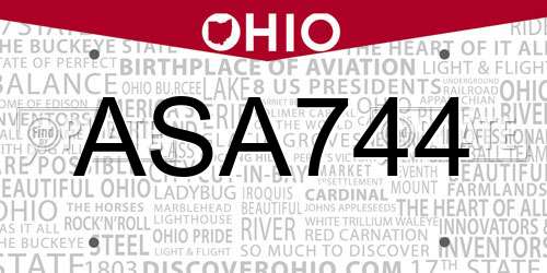 ASA744 Ohio License Plate