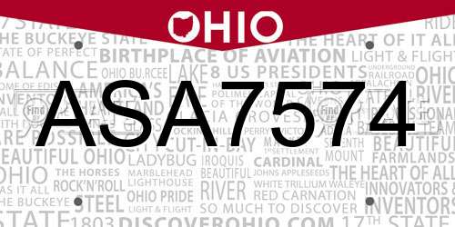 ASA7574 Ohio License Plate