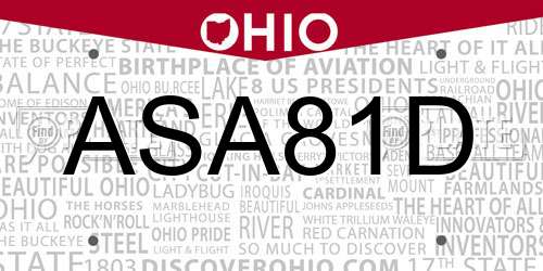 ASA81D Ohio License Plate