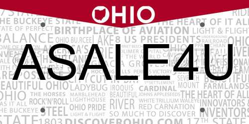 ASALE4U Ohio License Plate