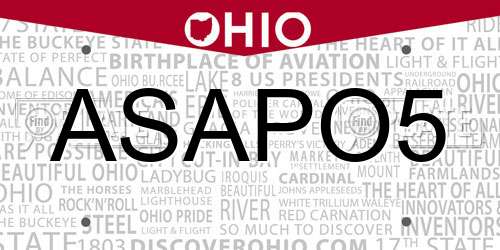 ASAPO5 Ohio License Plate
